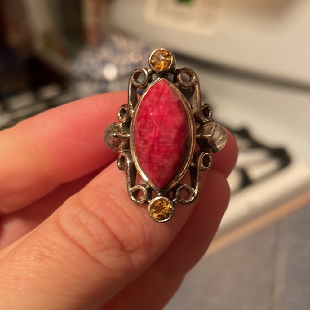 Red jasper gemstone ring - Picture 2 of 4